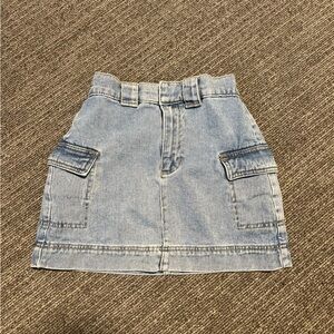 Light Blue Denim Skirt with Pockets